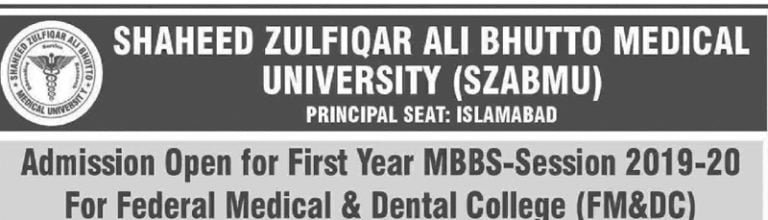Shaheed Zulfiqar Ali Bhutto Medical University Islamabad MBBS Admission 2019