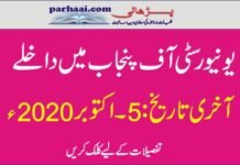 Admission Open in University of Punjab 2020