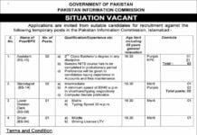 Pakistan Information Commission Jobs 2020