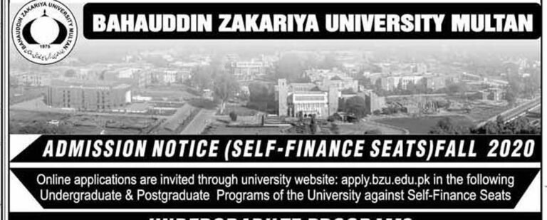 BZU Admissions Under Graduate/Post Graduate Classes (Self Support)