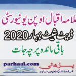 AIOU Date Sheet Spring 2020 (Remaining Papers)