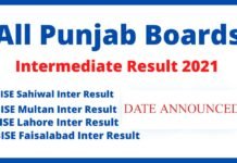 Intermediate Result All BISE of Punjab Date announced