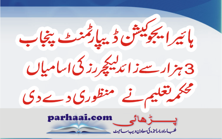 Lecturer Jobs in Punjab Higher Education Department 2021