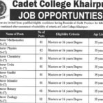 Cadet College Khairpur Sindh Teaching Jobs 2023