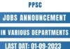 PPSC announced Jobs in Various Departments