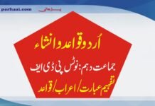 Urdu Quwaid O Insha Urdu Notes Class 10th Tafheem E Ebarat/Grammar