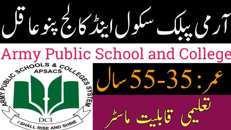 Army Public School and College Panno Aqil Jobs 2024