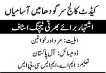 Cadet College Sargodha Teaching Jobs June 2024