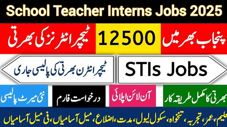 STI (School Teacher Internees)  Jobs In Punjab Schools January 2025