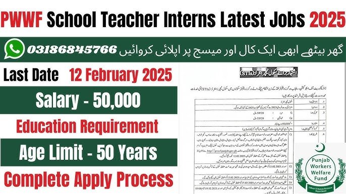 Punjab Workers Welfare Fund Schools STI (School Teacher Internees) Jobs 2025