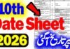 Date Sheet SSC-II (10th) All BISE Punjab 2026