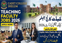 Cadet College Jhelum Teaching Jobs 2026