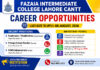 Fazaia Inter College Lahore Cantt Jobs 2026