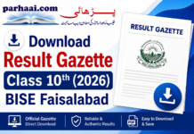 Download Gazette Class 10th Faisalabad Board 2026