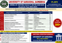 University of Sargodha Visiting Faculty Jobs 2026
