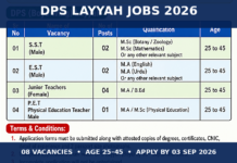 DPS Layyah Jobs 2026 – Teaching Vacancies | Apply by 3 September