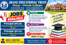Chenab Colleges Principal Jobs 2026 | Jhang Educational Trust