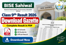 Download Gazette Class 9th BISE Sahiwal 2026